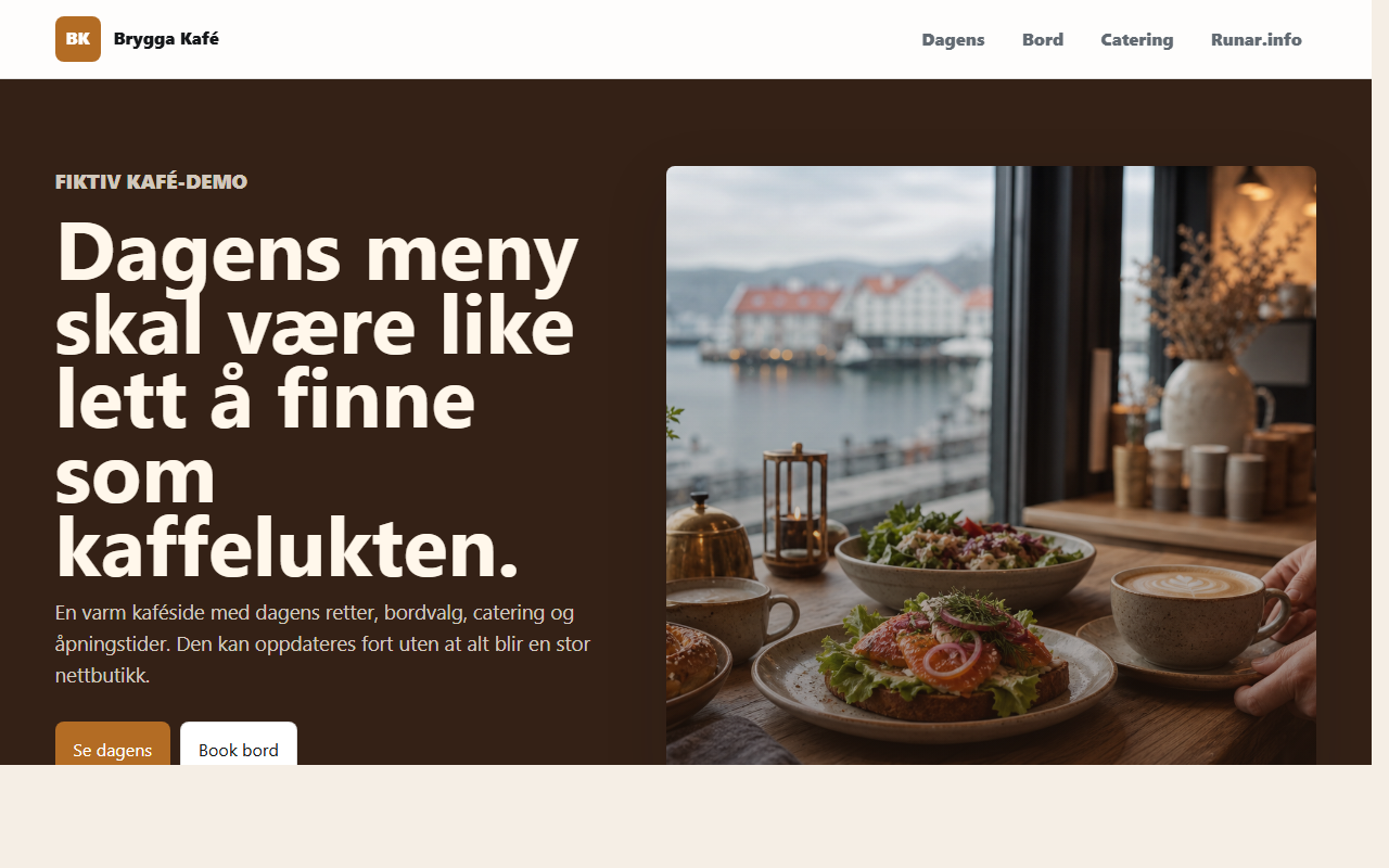 Skjermbilde av eksempel for Brygga Kafé