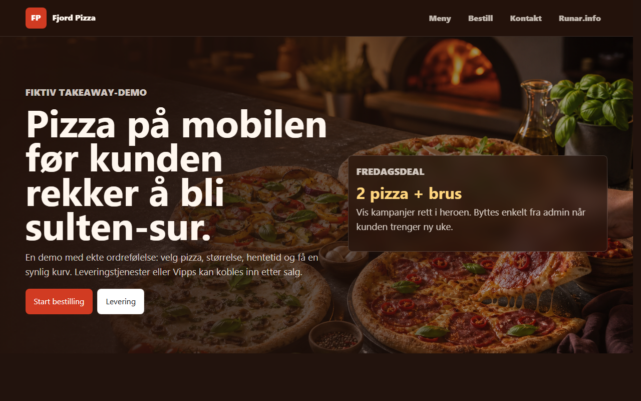 Skjermbilde av eksempel for Fjord Pizza